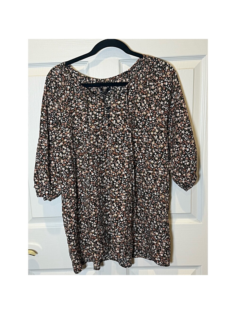 Black floral blouse